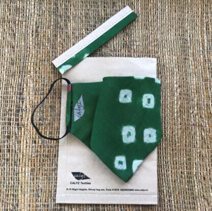 Stay Safe Green Bandhani Mask - Image 3